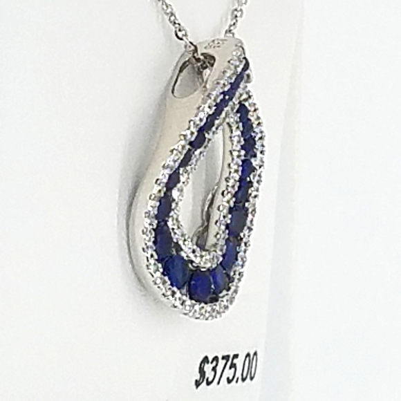 📌 SOLD📌 BLUE SAPPHIRES CUBIC ZIRCONIA PENDANT - Picture 3 of 9